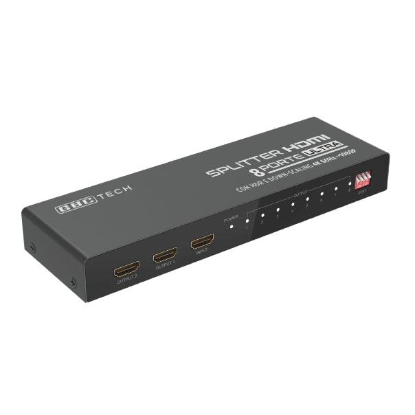 GBC Splitter HDMI 4K@60Hz HDR 8 Uscite con Downscaling 18 Gbps Nero