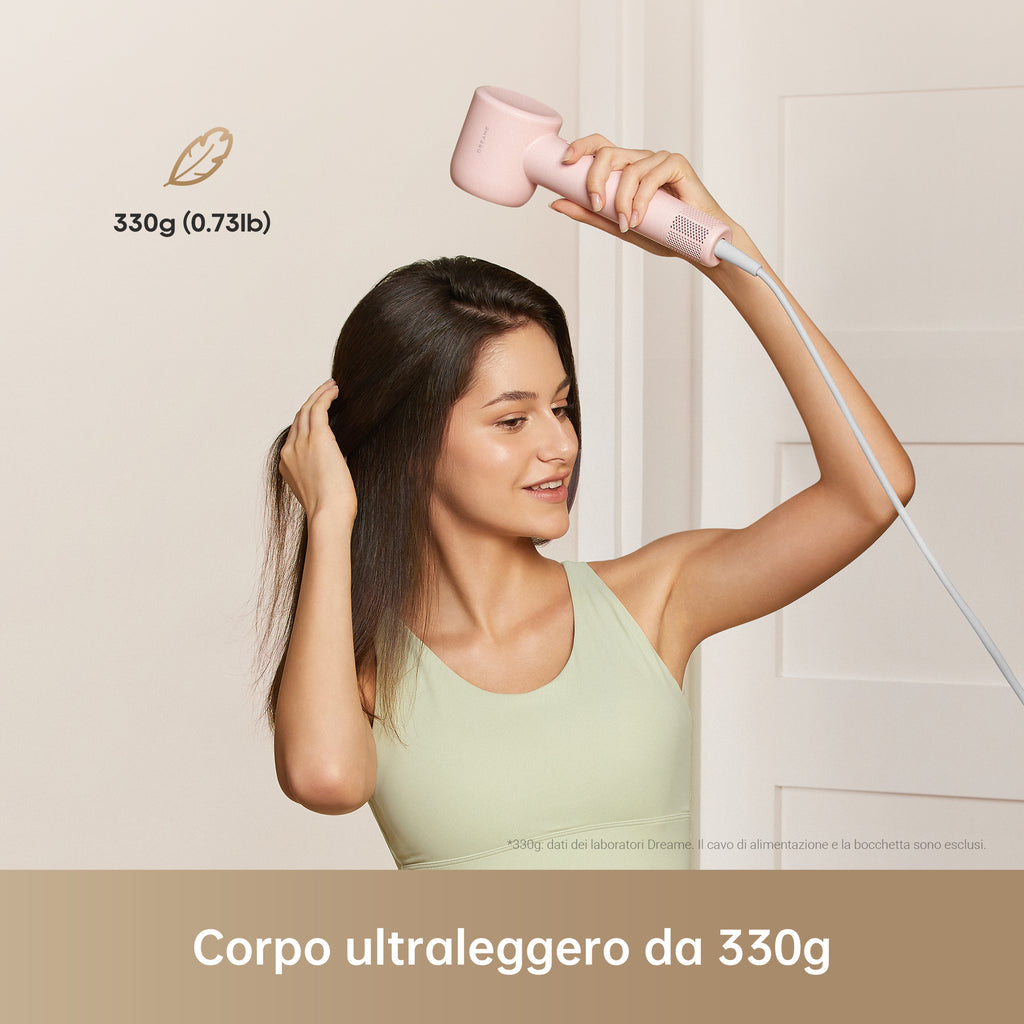 Dreame Hair Dryer Gleam Asciugacapelli ad alta velocità con motore brushless da 110.000 giri/min e 1.600 W, Rosa
