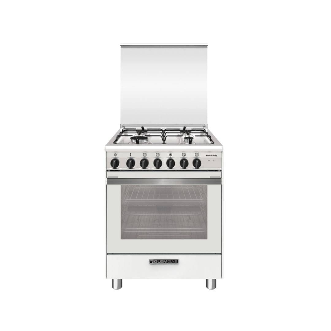 Glem Gas Cucina a Gas SA664MWH6 Bianco Opaco 90X60 con Forno Ventilato