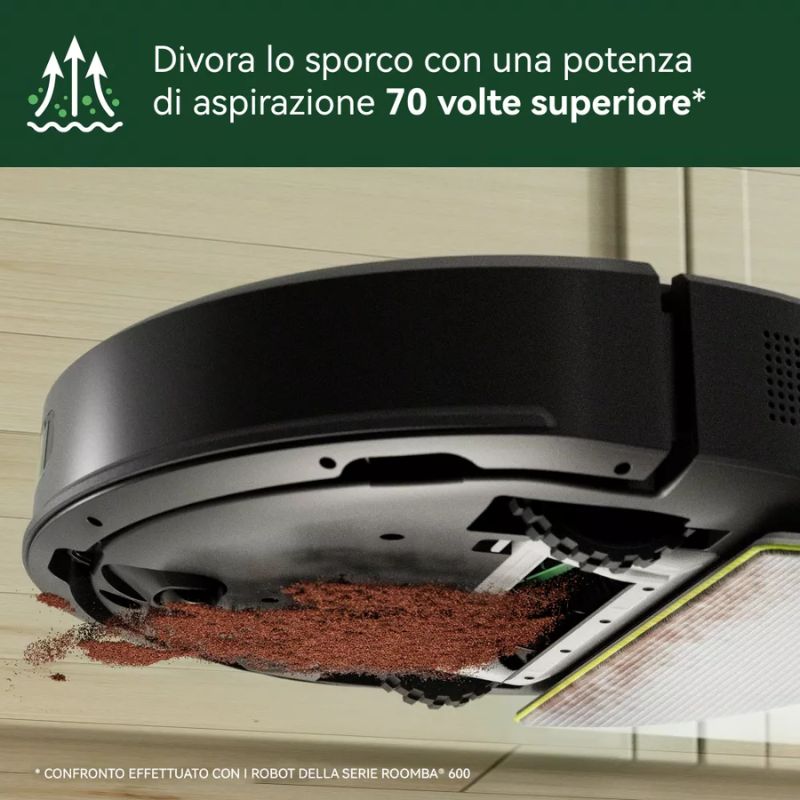 Roomba Irobot 105 Combo con Stazione di Ricarica e Svuotamento Robot Aspirapolvere 2-in-1 lava e aspira