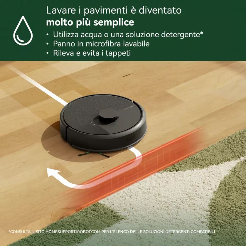 Roomba Irobot 105 Combo con Stazione di Ricarica e Svuotamento Robot Aspirapolvere 2-in-1 lava e aspira