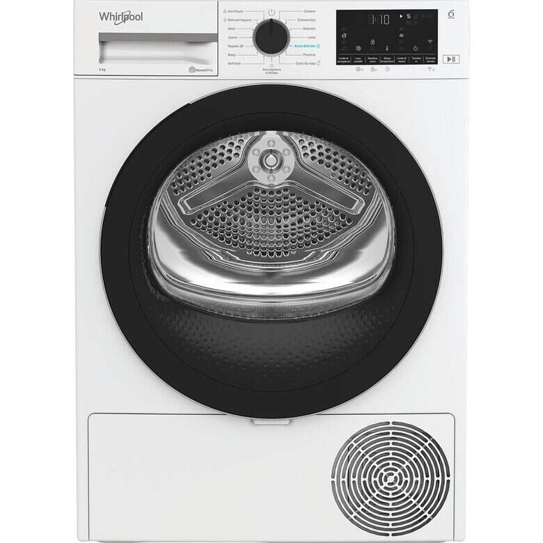 Whirlpool C WD R49M WBS IT Asciugatrice A Libera Installazione 9 Kg, Pompa Di Calore, Tecnologia 6° Senso, Quiet Mode, Classe C, Bianco