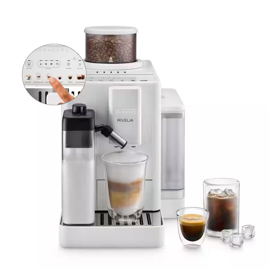 De’Longhi Macchina da Caffè Automatica Rivelia Start EXAM420.55.WXL 10 Bevande Bean Switch LatteCrema Hot Bianco