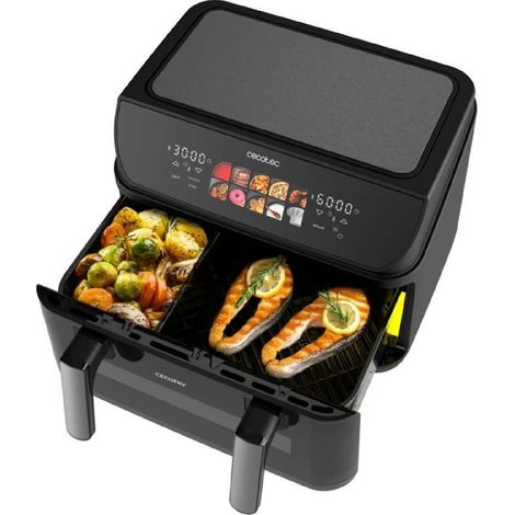 Cecotec Cecofry&Grill Duoheat 10000 Friggitrice ad Aria 10 L, 2800 W, Doppia Zona di Cottura, 4 Resistenze, Grill e Piastra per Pizza, 10 Programmi Automatici