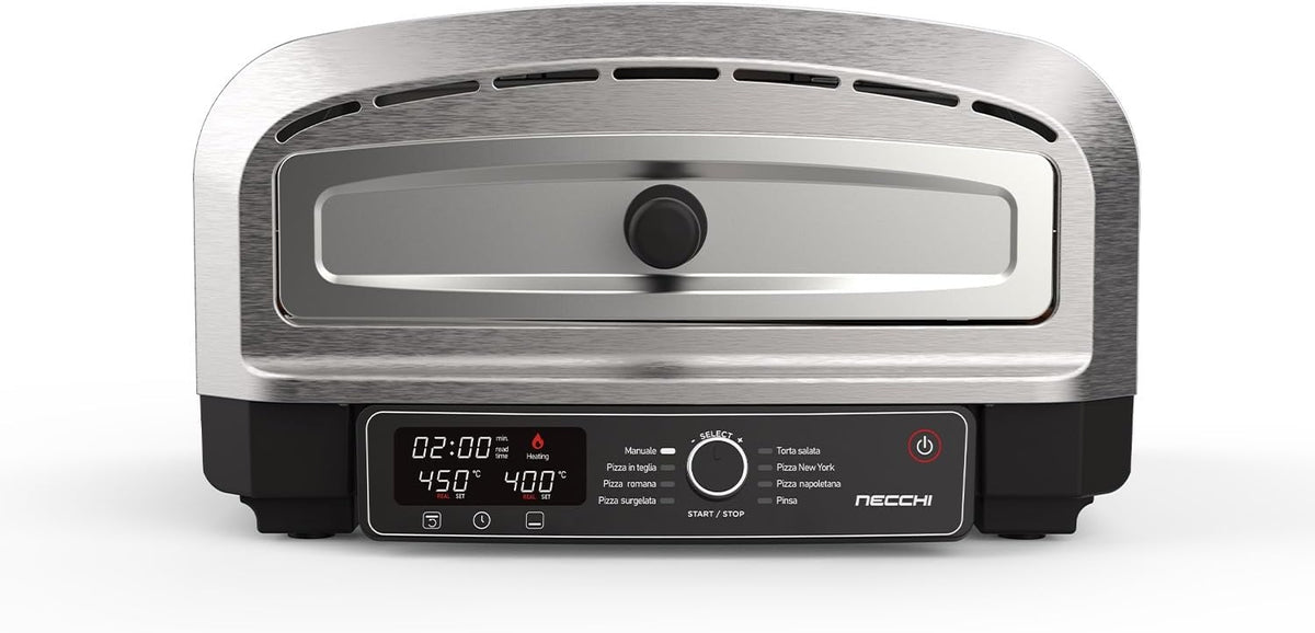 Necchi Forno Pizza Genio NK9022DIGITAL 2200 W 450°C Digitale con Pietra Refrattaria 37 cm