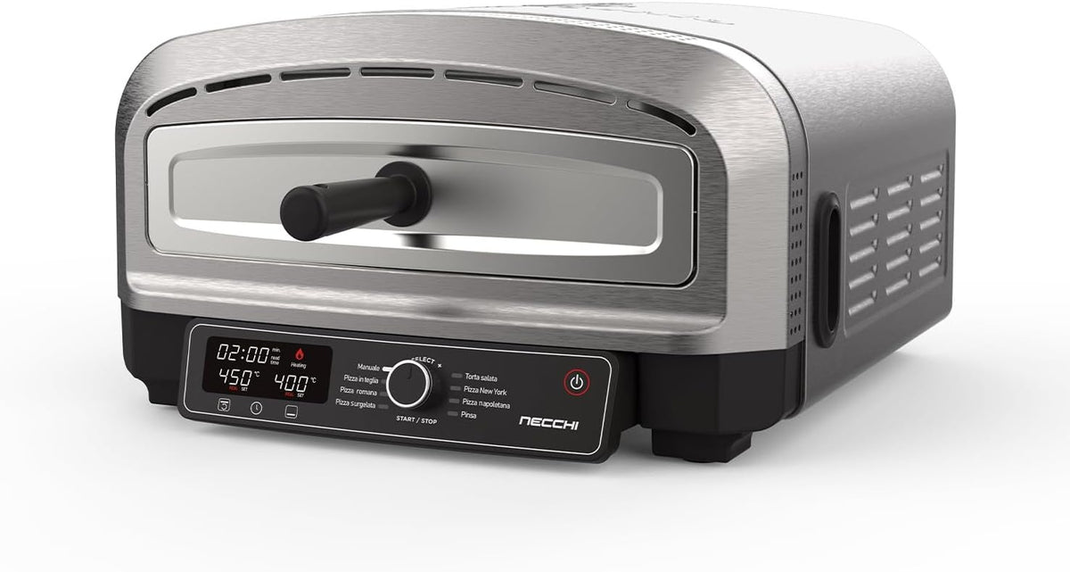 Necchi Forno Pizza Genio NK9022DIGITAL 2200 W 450°C Digitale con Pietra Refrattaria 37 cm