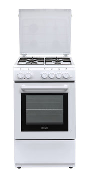 DE LONGHI Cucina Elettrica DL554EW i 4 Fuochi a Gas Forno Elettrico Multifunzione Termoventilato Classe A Dimensioni 50 x 50 cm Colore Bianco CLASSE A