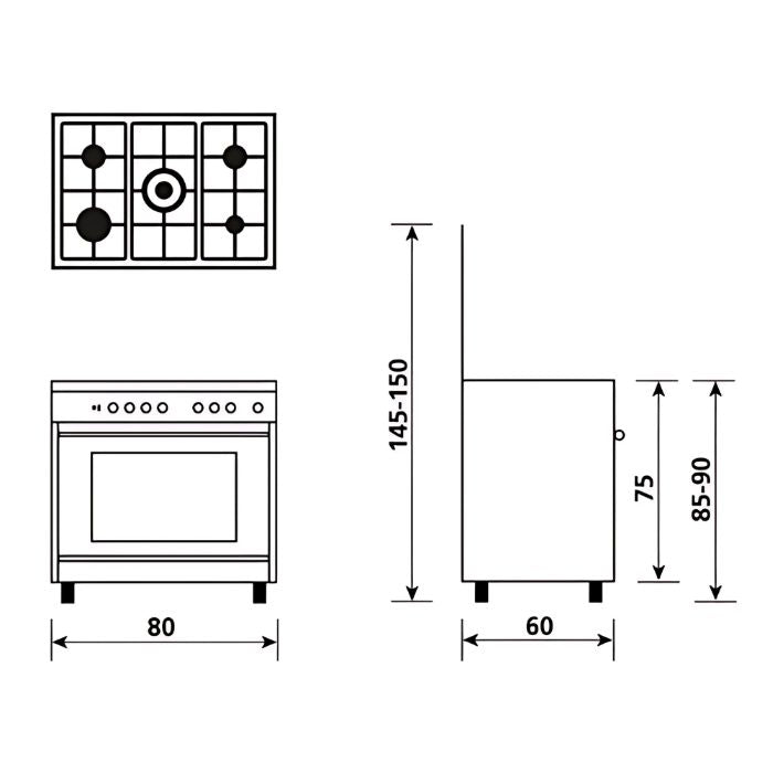Glem Gas SA865MI6 Cucina Multifunzione con Forno Elettrico Ventilato 80 X 60