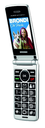 Brondi Cellulare Amico Sincero+ Nero Dual SIM con Tasto SOS e Base di Ricarica