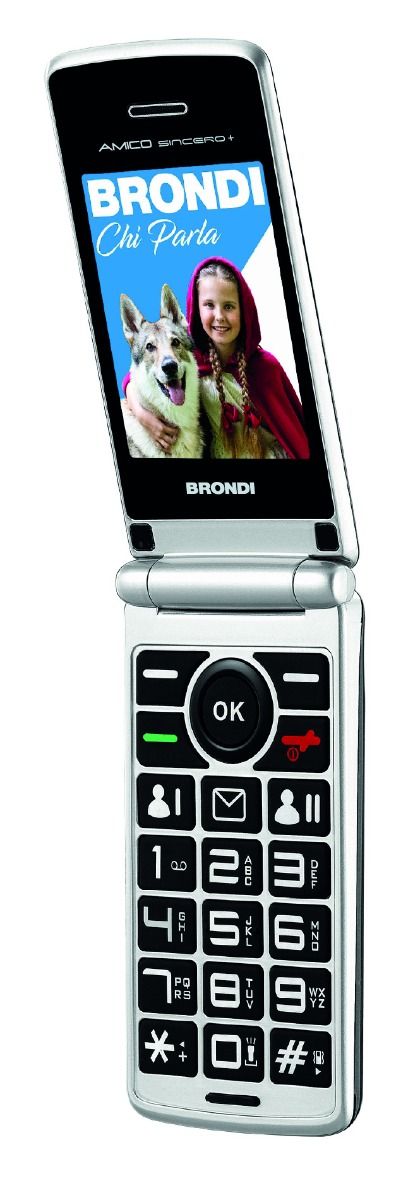 Brondi Cellulare Amico Sincero+ Nero Dual SIM con Tasto SOS e Base di Ricarica