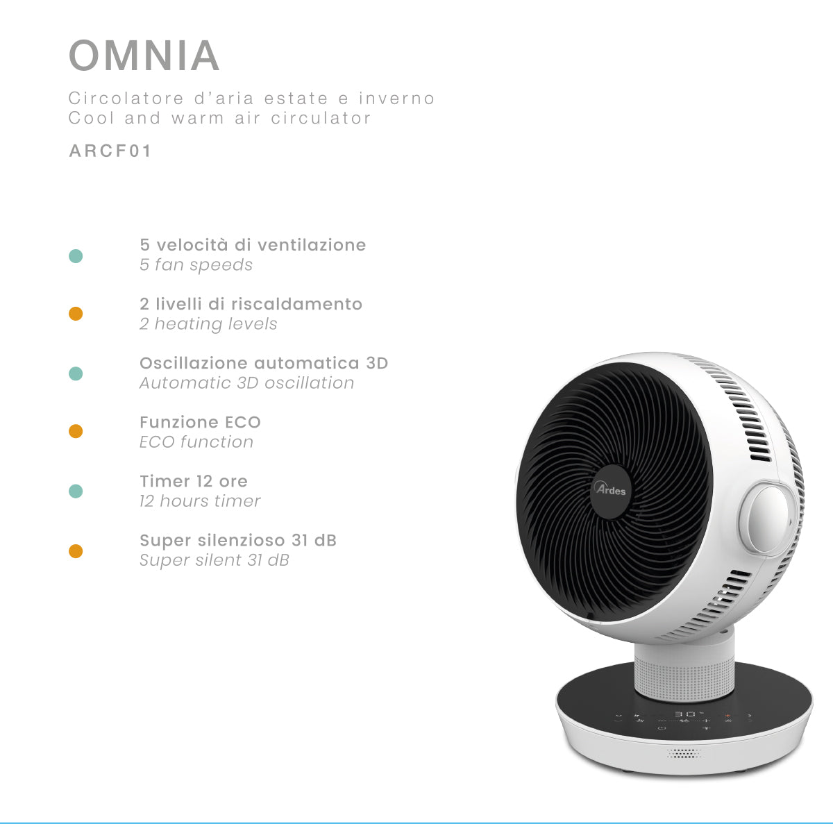 Ardes Ventilatore Da Tavolo Omnia 40cm ARCF01