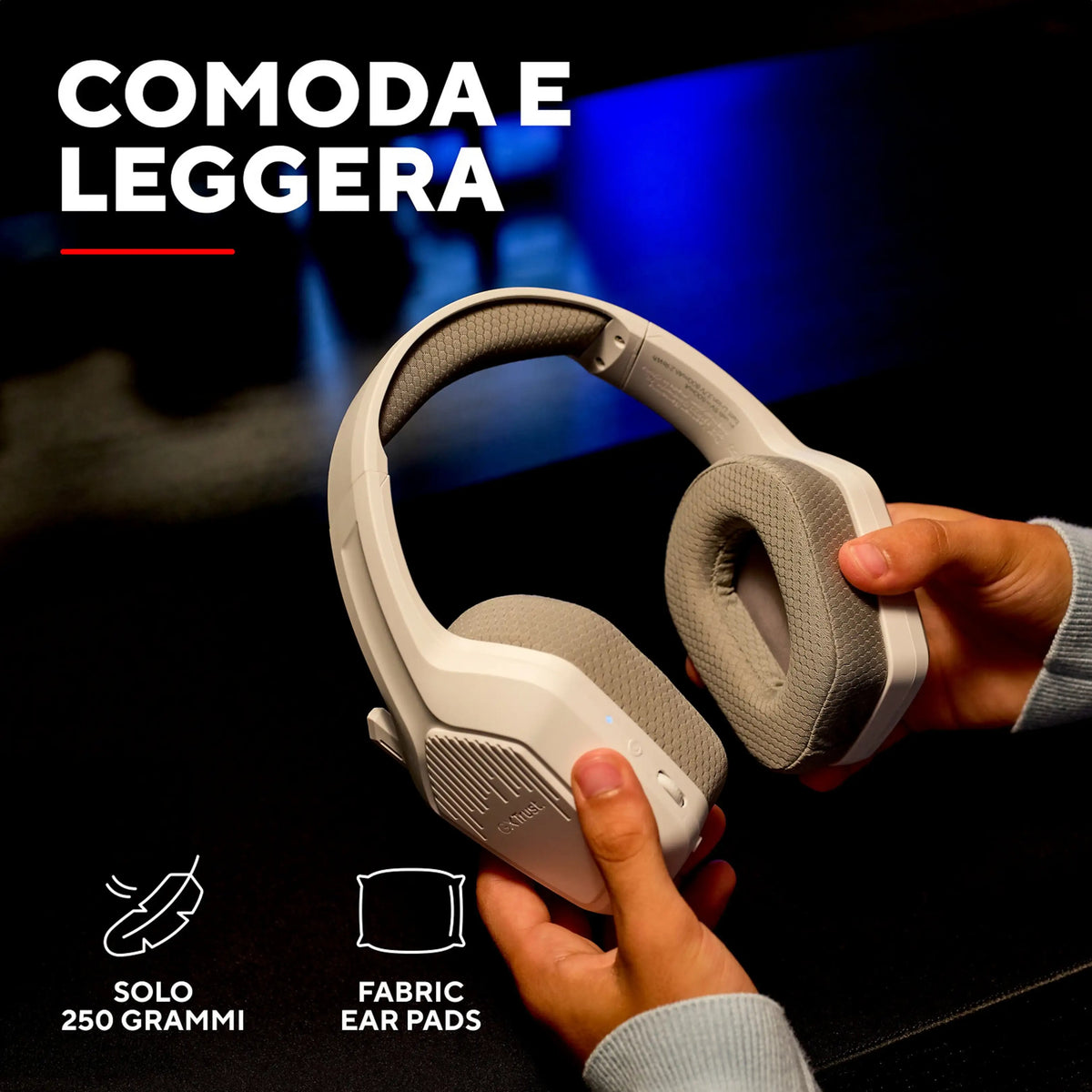Trust GXT 425W Zirox II Dual Wireless 26315, Cuffie Gaming Over-Ear Wireless Bluetooth e 2,4 GHz, Driver da 50 mm, Bianche