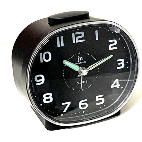Lowell JA-7119N Sveglia Analogica da Tavolo Nera con Snooze e Luce