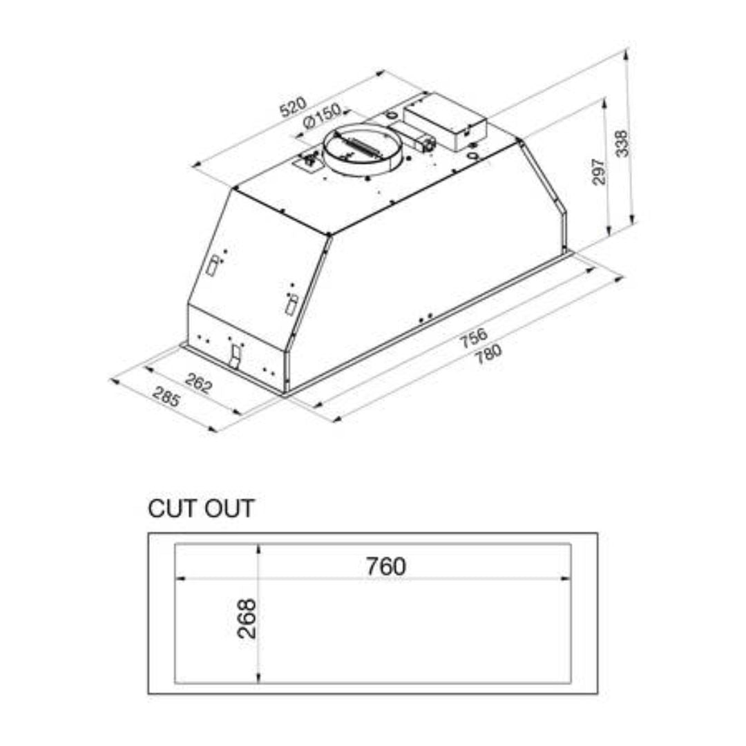 Glem Gas GHN980IXA Cappa Aspirante Integrata a Soffitto Acciaio Inossidabile