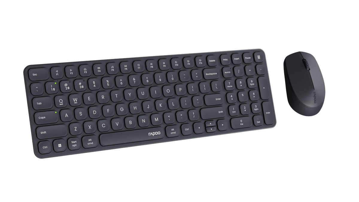 RAPOO 9310M Slim Multimode Combo Tastiera e Mouse Wireless Nero Layout Italiano Bluetooth 5.0