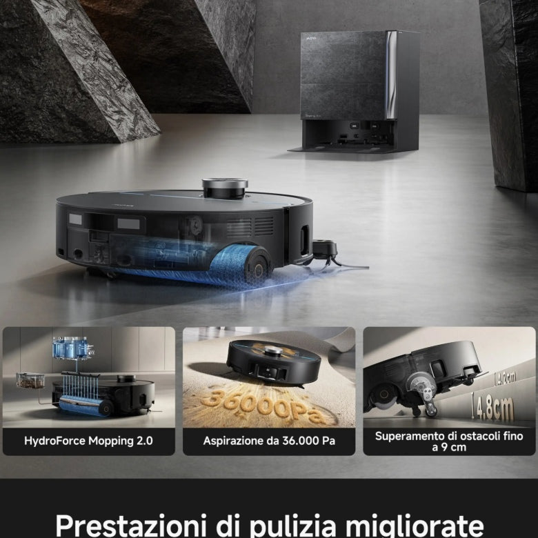 MOVA Z70 VIM Ultra Roller Complete Robot Aspirapolvere e Lavapavimenti 36.000 Pa con Base Multifunzione Wi-Fi Nero