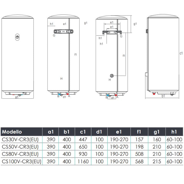 Candy Scaldabagno CS50V-CR3 (EU) 1500 W Temperatura massima: 75°C