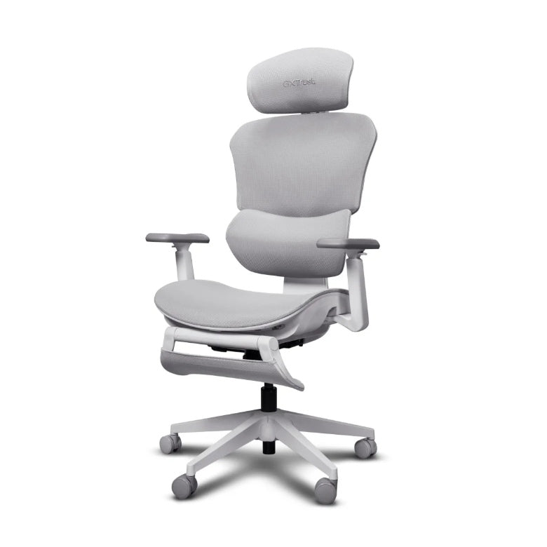 Trust GXT 725W Rivara Mesh 26146, Sedia Gaming Ergonomica Bianca con Schienale in Rete, Poggiapiedi Estraibile e Supporti Regolabili