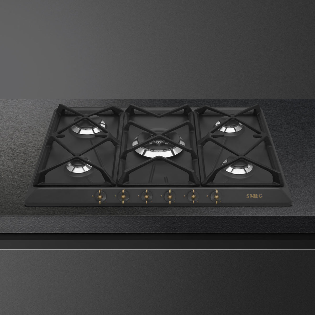 Smeg Coloniale SRV876AOGH piano cottura Antracite Da incasso 68.5 cm Gas 5 Fornello(i)