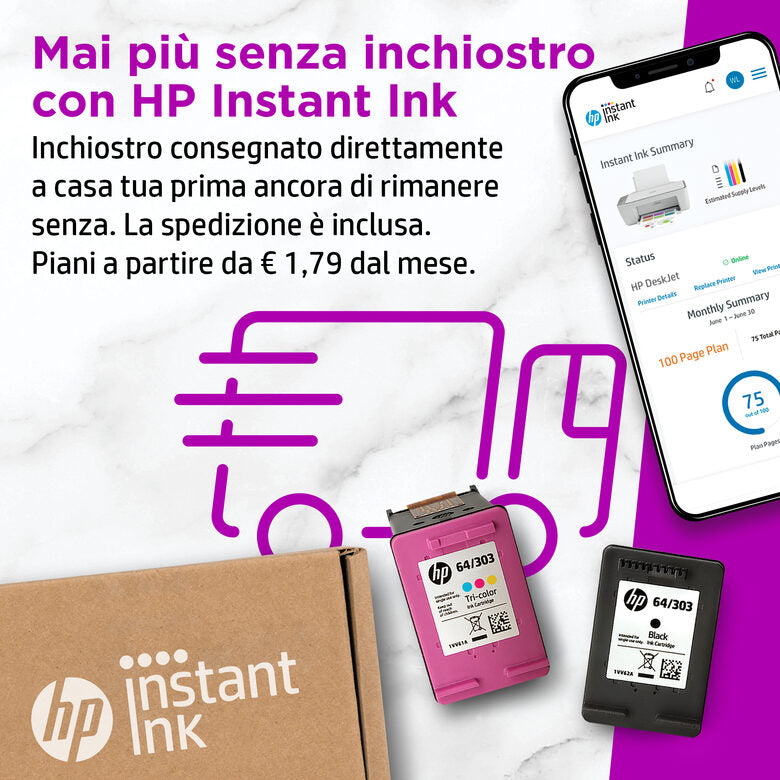 HP DeskJet 2720e Wireless All-in-One Colore Stampante, Instant Ink; Fotocopiatrice, scanner
