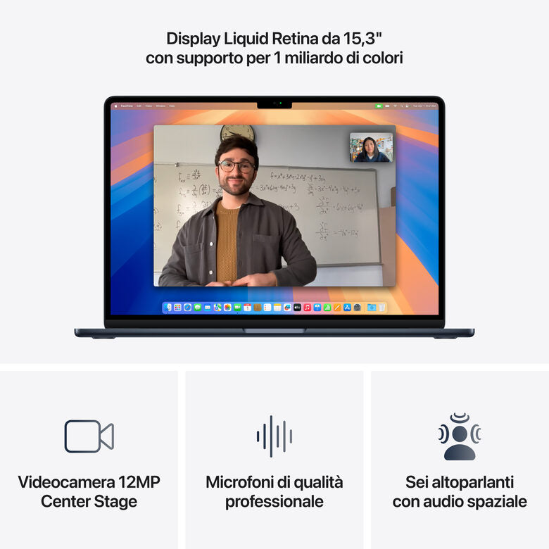 Apple MacBook Air 15'' M4 chip 10-core CPU 10-core GPU, 16GB, 256GB SSD - Mezzanotte