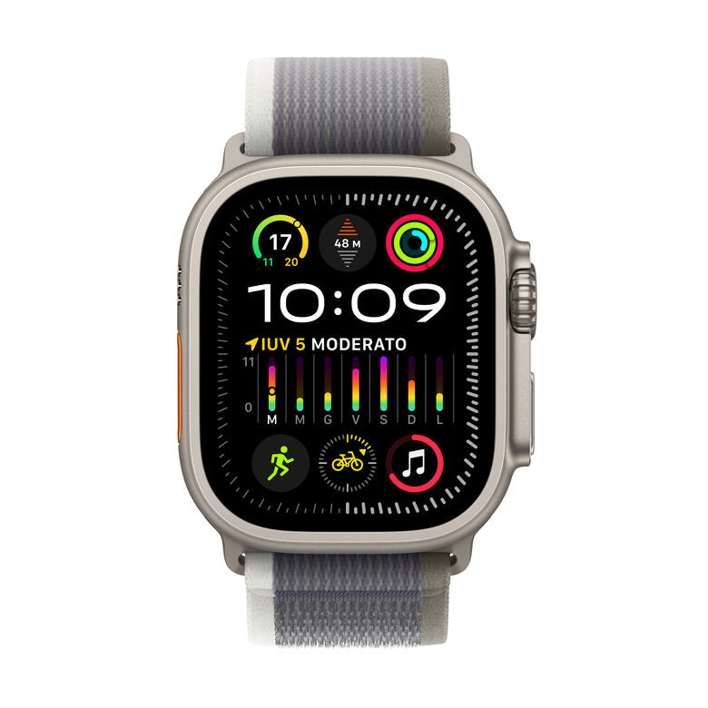 Apple Watch Ultra 2 GPS + Cellular, Cassa 49m in Titanio con Verde/Grigio Trail Loop - M/L