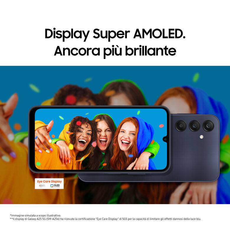 Samsung Galaxy A25 5G Display sAMOLED 6.5" FHD+, Android 14, 8GB RAM, 256GB, Batteria 5.000 mAh, Memoria espandibile fino a 1TB, Yellow