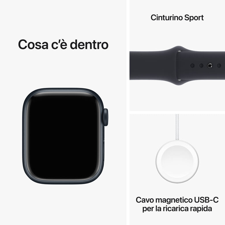 Apple Watch Series 9 GPS Cassa 41mm in Alluminio Mezzanotte con Cinturino Sport Mezzanotte - S/M
