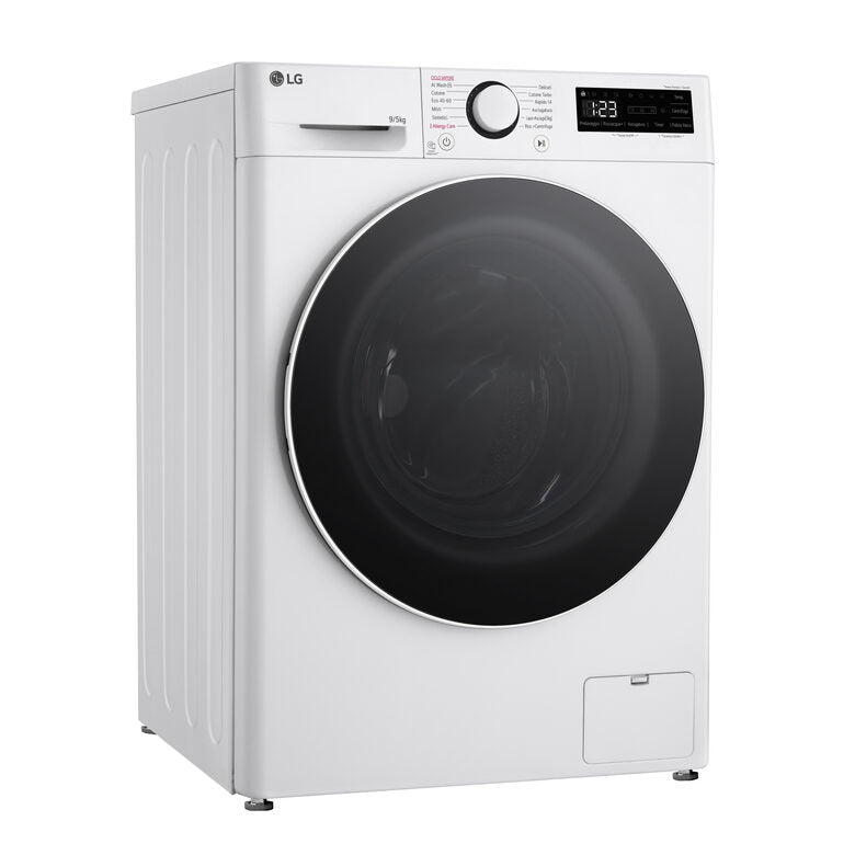 LG D2R5S09TSWW Serie R5 Lavasciuga Slim A Libera Installazione 9/5 Kg, 1200 Giri,  AI Dd, AI Wash, TurboWash 360, Vapore, Allergy Care, Classe E, Bianco