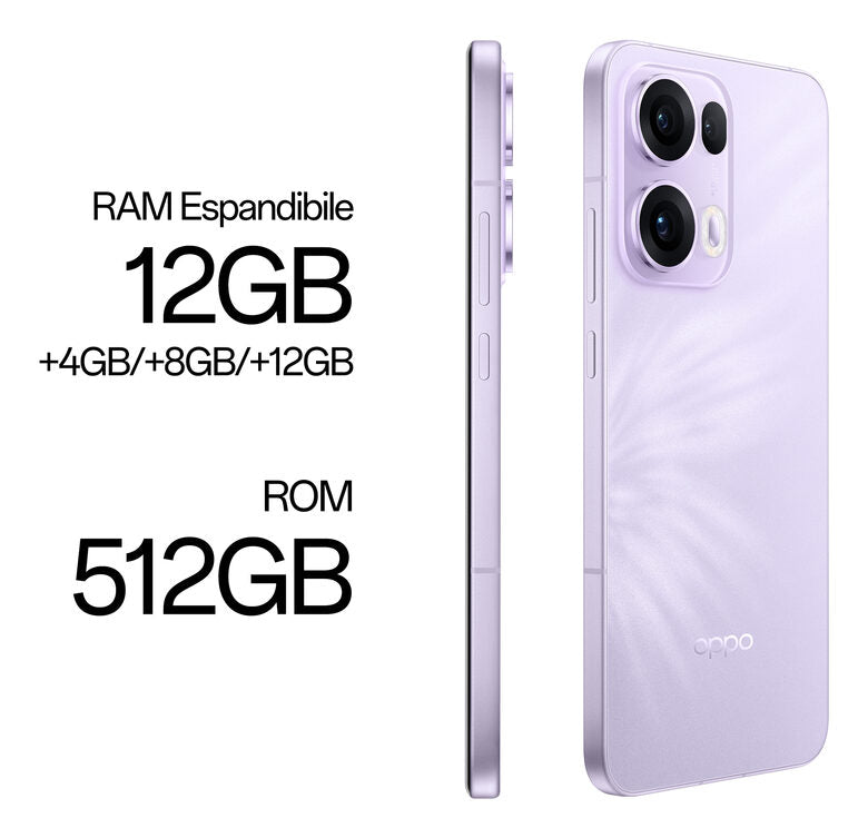 OPPO Reno13 Pro 5G AI Smartphone, Tripla fotocamera 50+50+8MP, Selfie 50MP, Display 6.83” 120HZ AMOLED FHD+, 5800mAh, RAM 12GB(Esp4GB/8GB/12GB)+ROM 512GB, [Versione Italia], Plume Purple