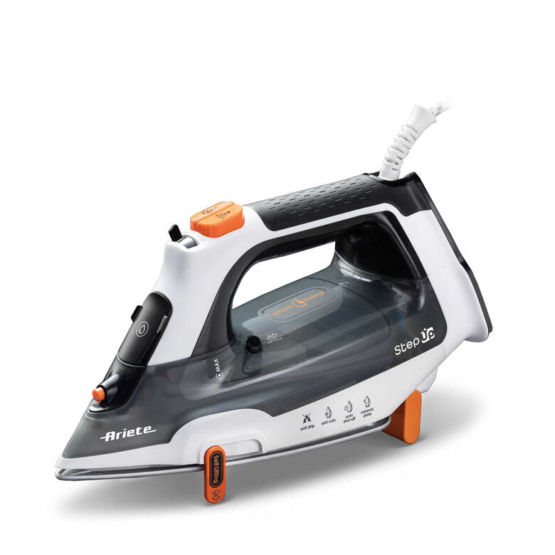 Ariete 6190 Step UP, Ferro da stiro intelligente, Piedini intelligenti, Piastra in ceramica Ultraglide con 57 fori, Serbatoio 320ml, 2400W, Vapore continuo 30g/min
