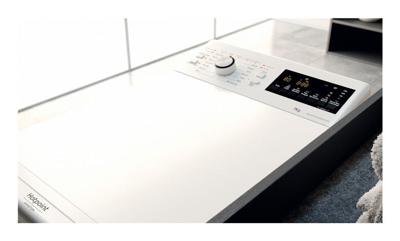 Hotpoint Ariston WMTG725BIT Lavatrice A Carica Dall'alto Libera Installazione 7 Kg, 1200 Giri, Antimacchia, Classe B, Bianco
