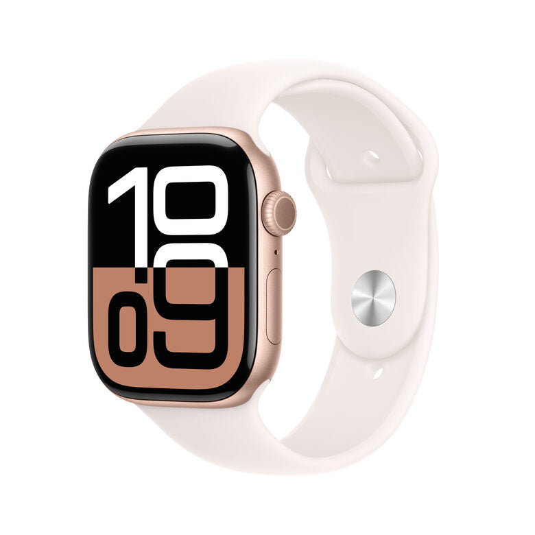 APPLE Watch Series 10 GPS 46mm in alluminio color oro rosa con cinturino Sport rosa fard - S/M