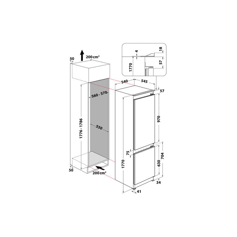 Whirlpool WHC18 T141 frigorifero con congelatore Da incasso 250 L F Bianco