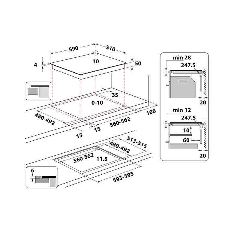 Hotpoint HB 4860C CPNE Nero Da incasso 59 cm Piano cottura a induzione 4 Fornello(i)