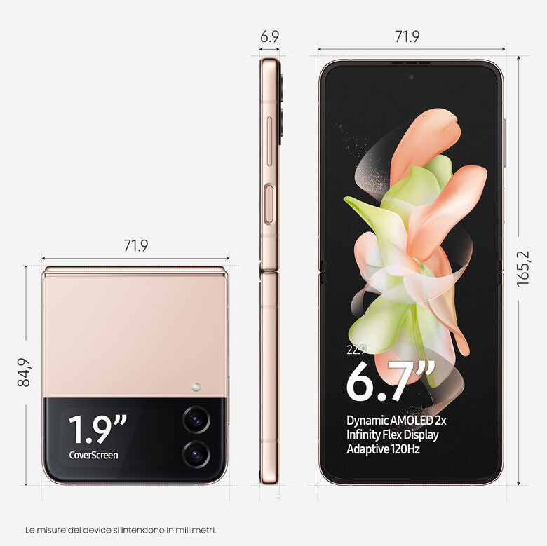 Samsung Galaxy Z Flip4 256GB Pink Gold RAM 8GB Display 1,9" Super AMOLED/6,7" Dynamic AMOLED 2X