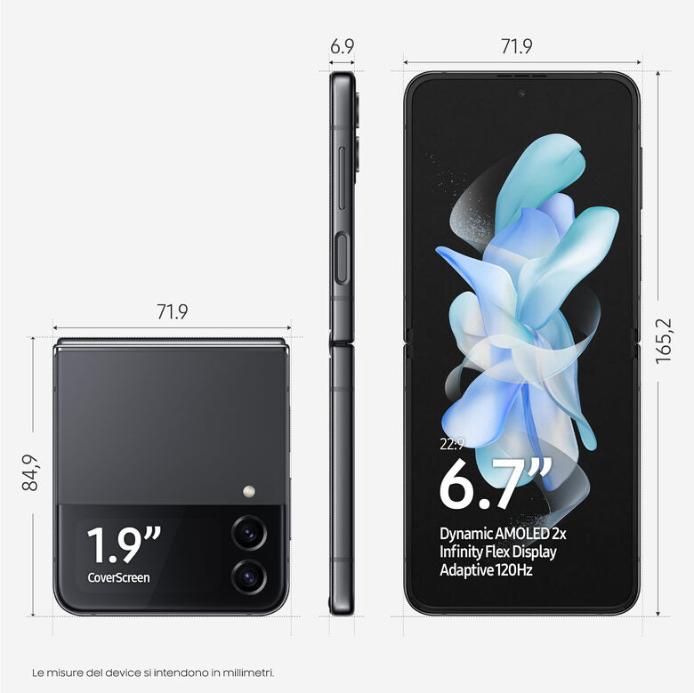 Samsung Galaxy Z Flip4 256GB Graphite RAM 8GB Display 1,9" Super AMOLED/6,7" Dynamic AMOLED 2X
