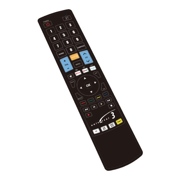 G.B.S. Elettronica Universal 3 Elegant telecomando IR Wireless DTT, DVD/Blu-ray, SAT, TV, VCR Pulsanti