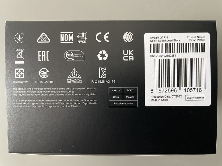 Amazfit GTR 4 Superspeed Black 3,63 cm (1.43") AMOLED 46 mm Nero GPS (satellitare)