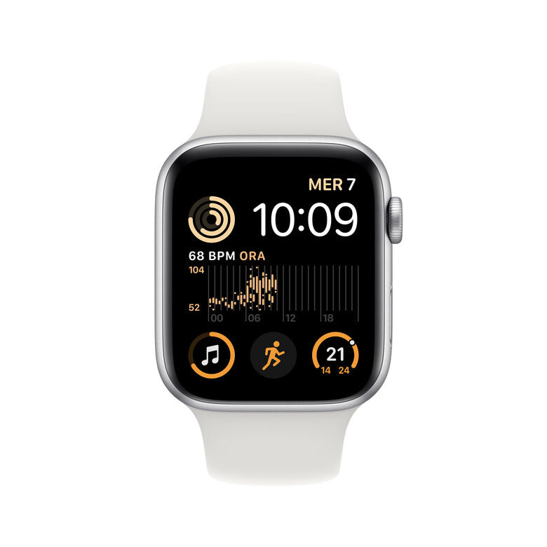 Apple Watch SE GPS 44mm Cassa in Alluminio color Argento con Cinturino Sport Band Bianco - Regular