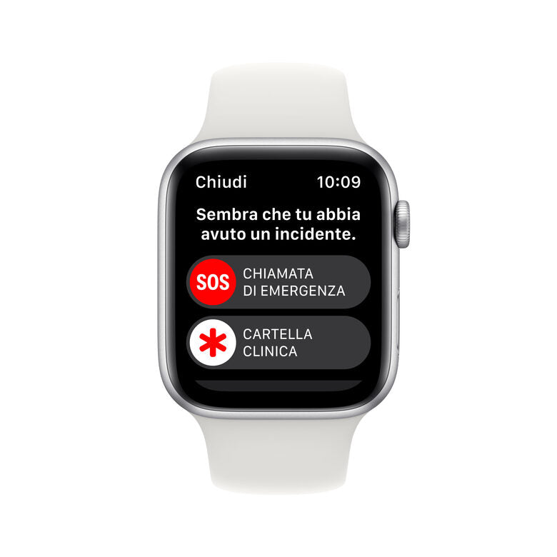 Apple Watch SE GPS 44mm Cassa in Alluminio color Argento con Cinturino Sport Band Bianco - Regular