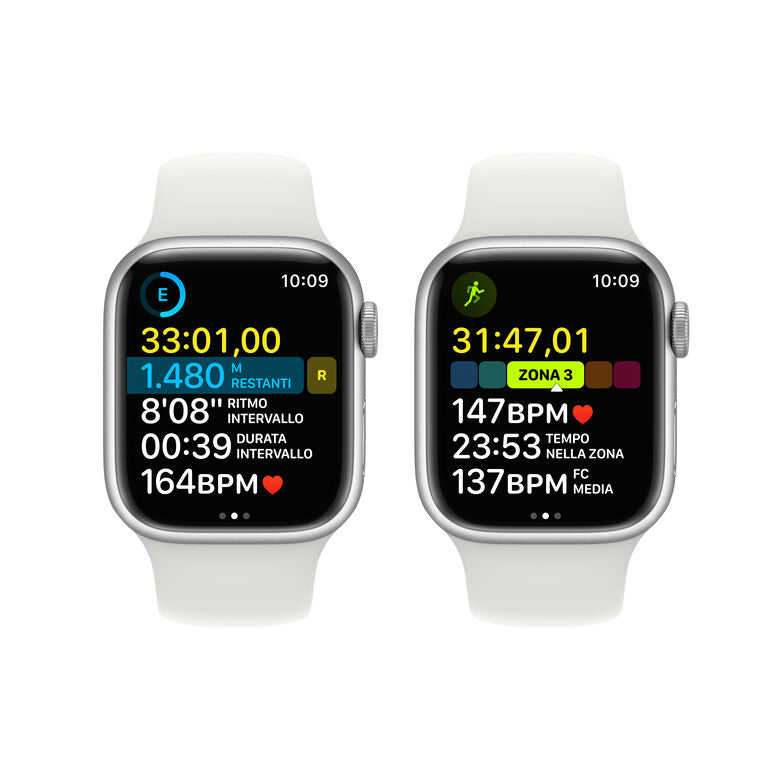 Apple Watch Series 8 GPS + Cellular 41mm Cassa in Alluminio color Argento con Cinturino Sport Band Bianco - Regular