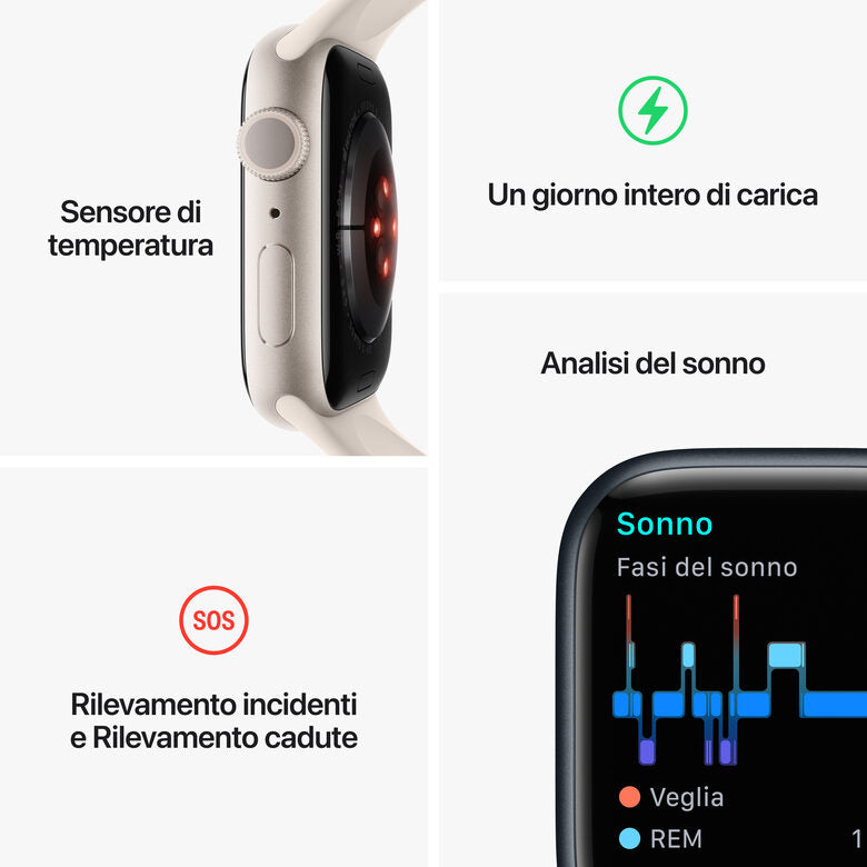 Apple Watch Series 8 GPS 41mm Cassa in Alluminio color Galassia con Cinturino Sport Band Galassia - Regular