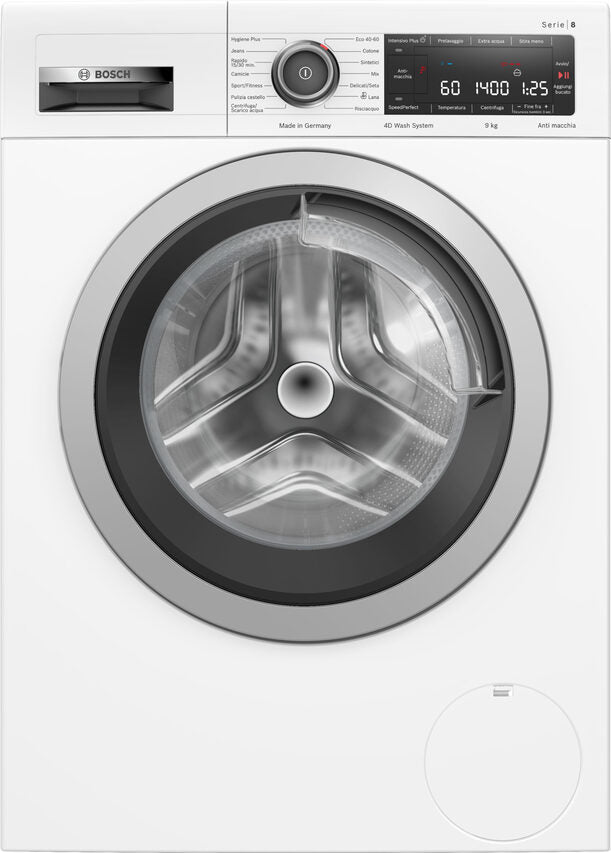 Bosch Serie 8 Lavatrice a carica frontale, , 9 kg, 1400 g/min., Cl. A, 4D Wash System.
