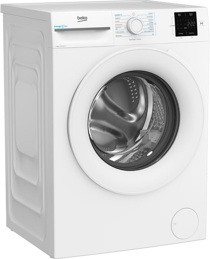 Beko BMWRU3821W B300 Lavatrice A Libera Installazione 8 Kg, Tecnologia EnergySpin™, 1200 Giri, Classe A, Motore Inverter, Display Touch, Bianco