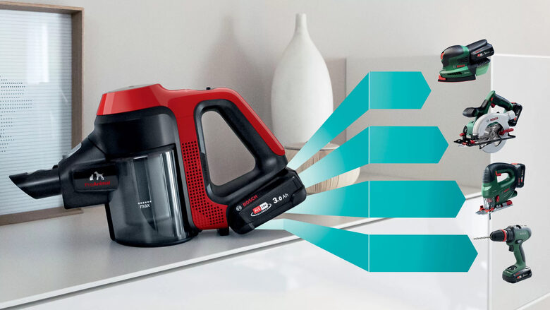 Bosch BCS711PET scopa elettrica Batteria Secco Senza sacchetto 0,3 L Nero, Rosso 3 Ah