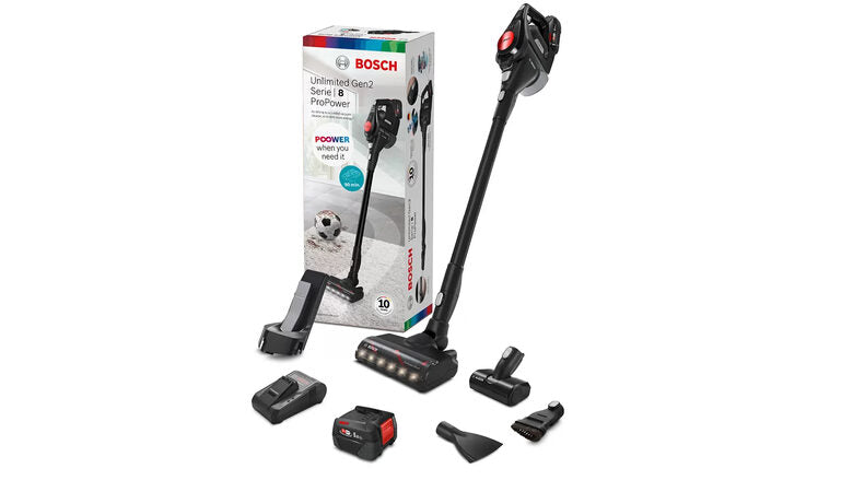 Bosch Serie 8 BCS82PWR25 aspirapolvere senza filo Nero, Rosso Senza sacchetto
