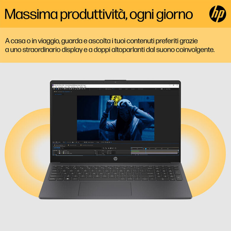 HP 15-fc0041nl AMD Ryzen™ 5 7520U Computer portatile 39,6 cm (15.6") Full HD 8 GB LPDDR5-SDRAM 256 GB SSD Wi-Fi 6 (802.11ax) Windows 11 Home Grigio