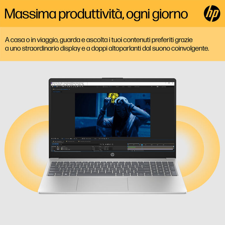 HP 15-fc0041nl AMD Ryzen™ 5 7520U Computer portatile 39,6 cm (15.6") Full HD 8 GB LPDDR5-SDRAM 256 GB SSD Wi-Fi 6 (802.11ax) Windows 11 Home Grigio
