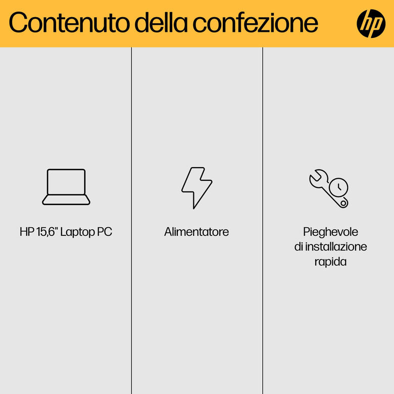 HP 15-fc0041nl AMD Ryzen™ 5 7520U Computer portatile 39,6 cm (15.6") Full HD 8 GB LPDDR5-SDRAM 256 GB SSD Wi-Fi 6 (802.11ax) Windows 11 Home Grigio